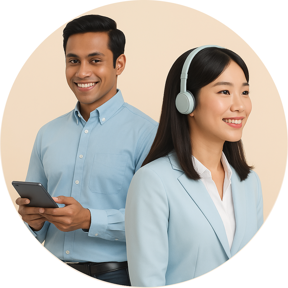 Professional team with headsets - VoisSync customer service representatives